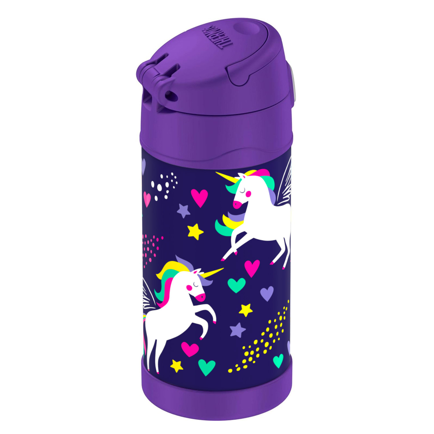 Thermos Funtainer Stainless Steel Kids Unicorn Bottle 355Ml, F40122Ugw, Kids Water Bottle With Straw, Insulated Flask, Hydration Bottle With Lid