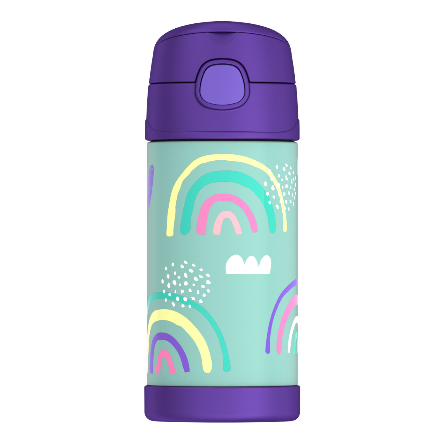 Thermos Funtainer Stainless Steel Kids Rainbows Bottle 355Ml, F40123Ra, Kids Water Bottle With Straw, Insulated Flask, Hydration Bottle With Lid