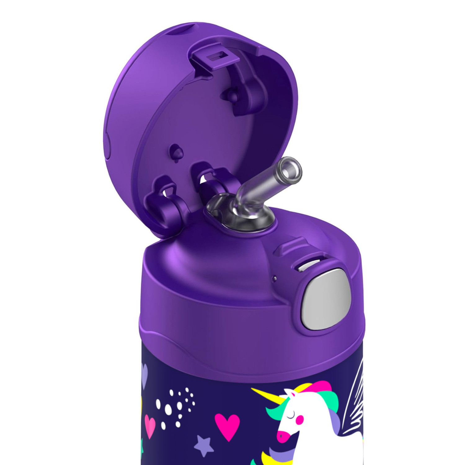 Thermos Funtainer Stainless Steel Kids Unicorn Bottle 355Ml, F40122Ugw, Kids Water Bottle With Straw, Insulated Flask, Hydration Bottle With Lid