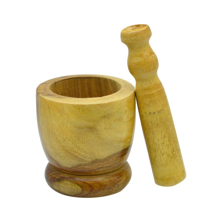 Raj Wooden Mortar And Pestle Set