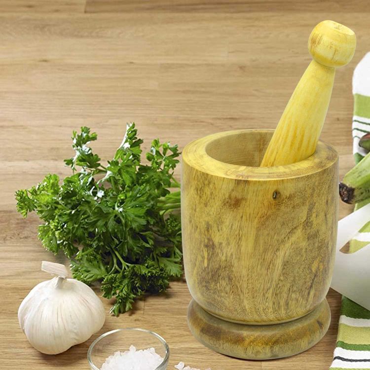 Raj Wooden Mortar And Pestle Set